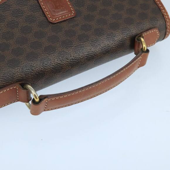 CELINE Macadam Canvas Hand Bag Pvc Leather Brown Gold - Picture 7 of 12